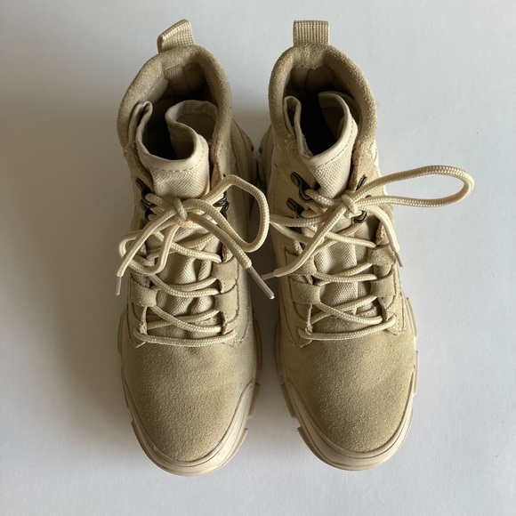 Agsdon Beige Suede Textile Combat Boots size EUR 38, US 7.5 - Picture 8 of 16